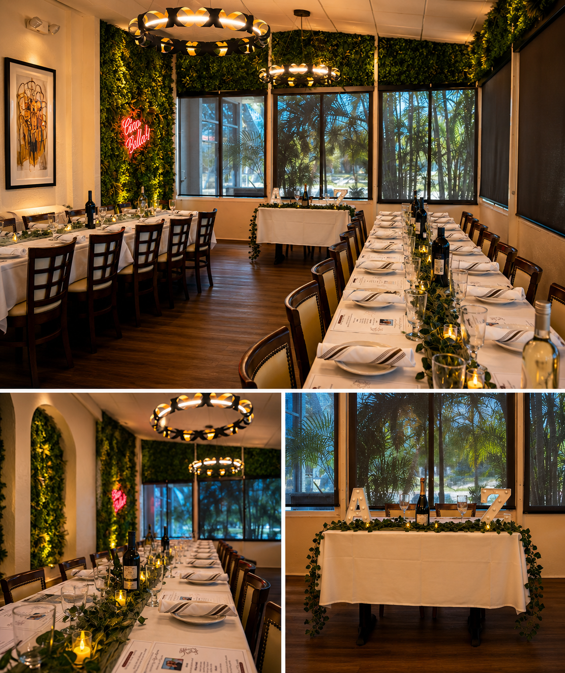 Collage of private event patio room.